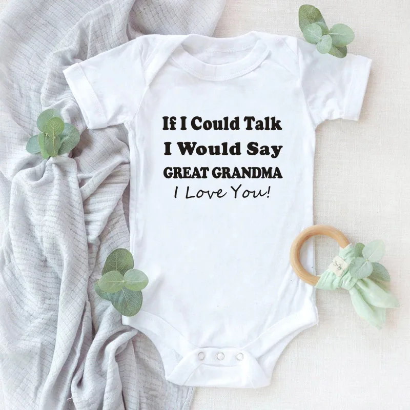 Funny Baby Boys Girls Rompers Great Grandma I Love You Print Newborn Bodysuits Cotton Short Sleeve Infant Body Clothes Onesies