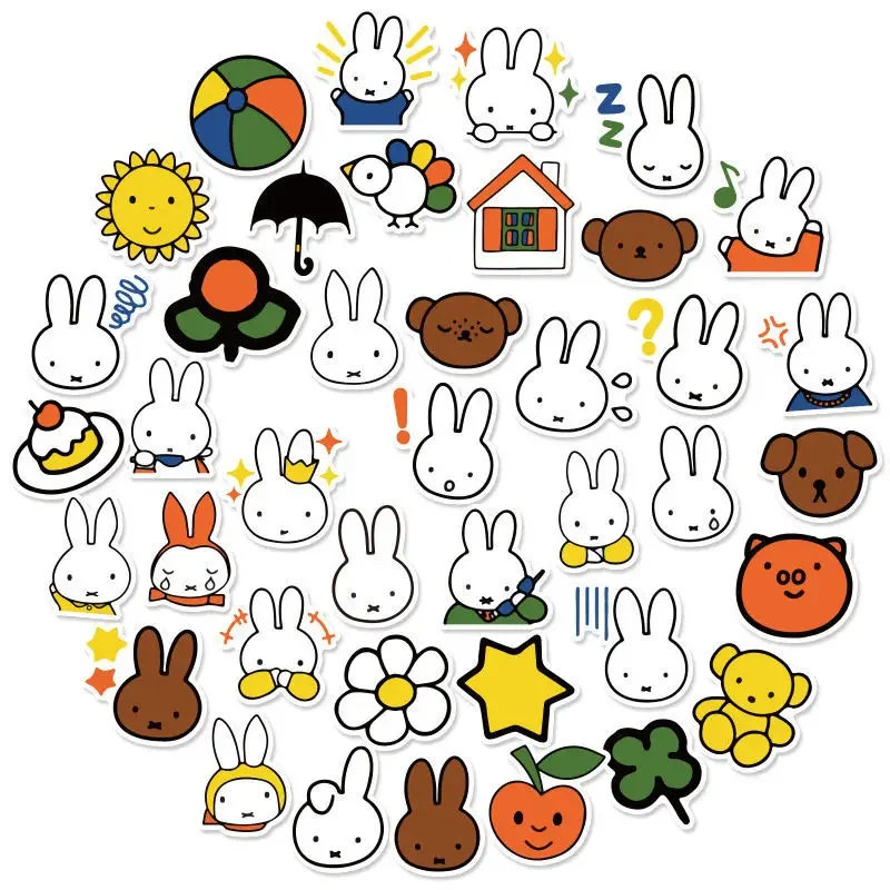 64 Sheets Miffy rabbit Cartoon Lovely Kawaii Sticker Small Pattern Waterproof Notebook Album Stickers Phone Case Decoration