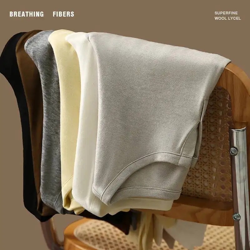 

Women Wool Lyocell T-shirt Spring Autumn Soft V-neck Long Sleeve Basic Bottoming Tops