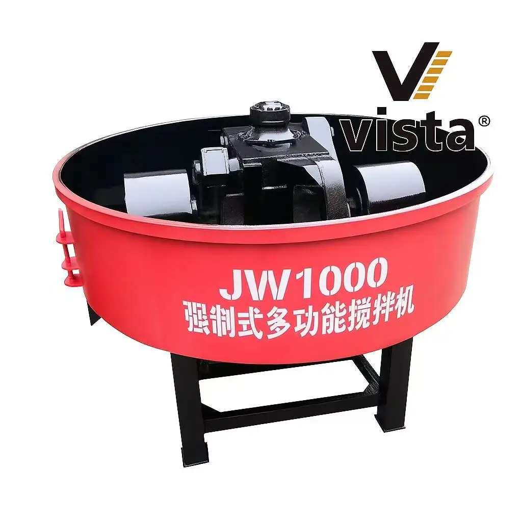 Diesel Engine Concrete Pan Mixing Machine Vertical Stand Flat Mouth Cement Mixer
