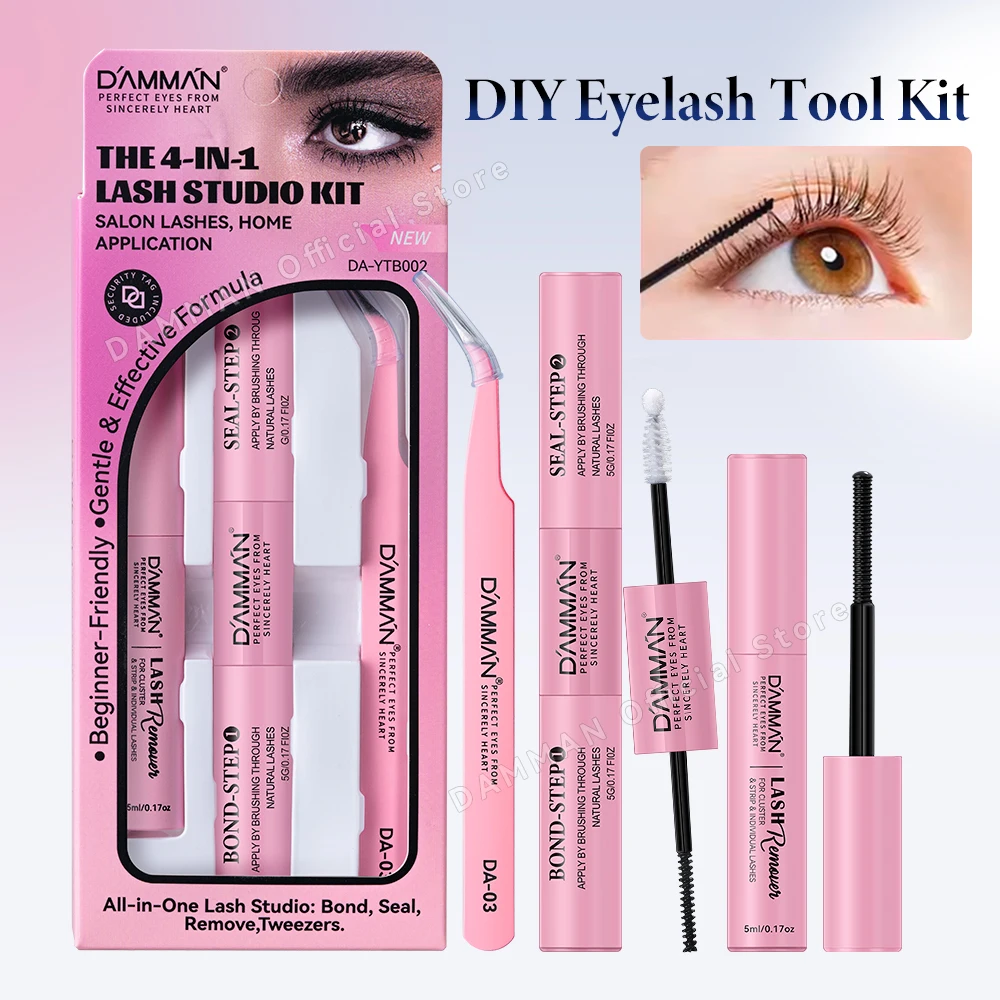 

Клей для накладных ресниц Damman Bond and Seal Lash Glue, водостойкий, для пучковых ресниц, с сильной фиксацией, клей для накладных ресниц, средство для снятия и пинцет для ресниц в комплекте