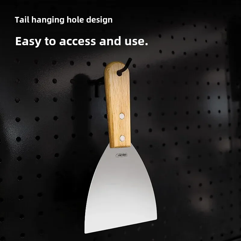 Deli Stainless Steel Wooden Handle Oil Grey Putty Knife Shovel Cleaning Shovel Sharpened Edge Stainless Steel Janitorial Tools