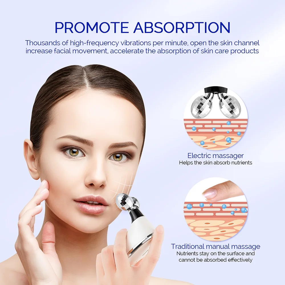 Machine de levage de visage EMS, rouleau amincissant pour le visage, micro masseur de courant, resserrement des lignes du cou, dissolvant de double ruisseau, appareil de soins de la peau