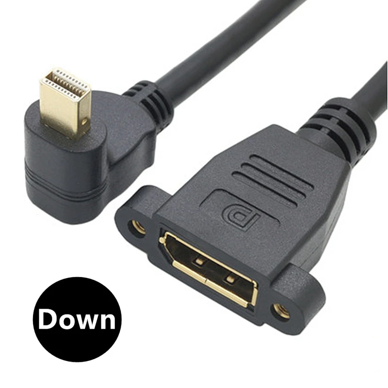 0.3m 4K Gilded Mini DisplayPort Male 90 ° Angle to DP Female Panel Installation Extension Cable for Apple Computer Monitor