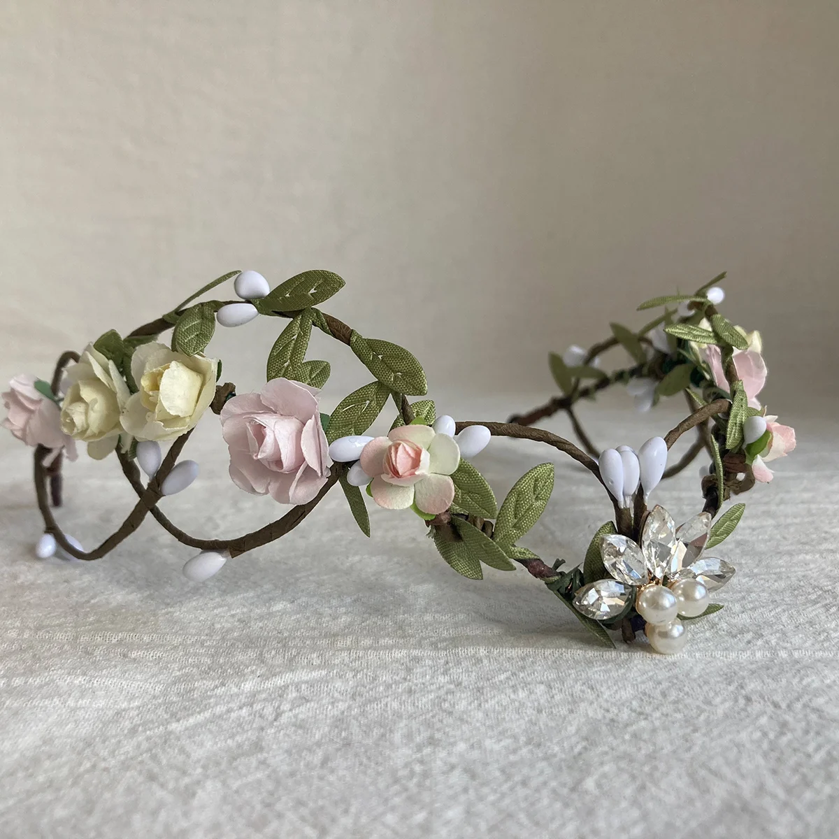 Moon Woodland Headband Tiara with Branches Fairy Crown Elf Crown For Women Wedding Bride Fairy Butterfly Costume Circlet Flora