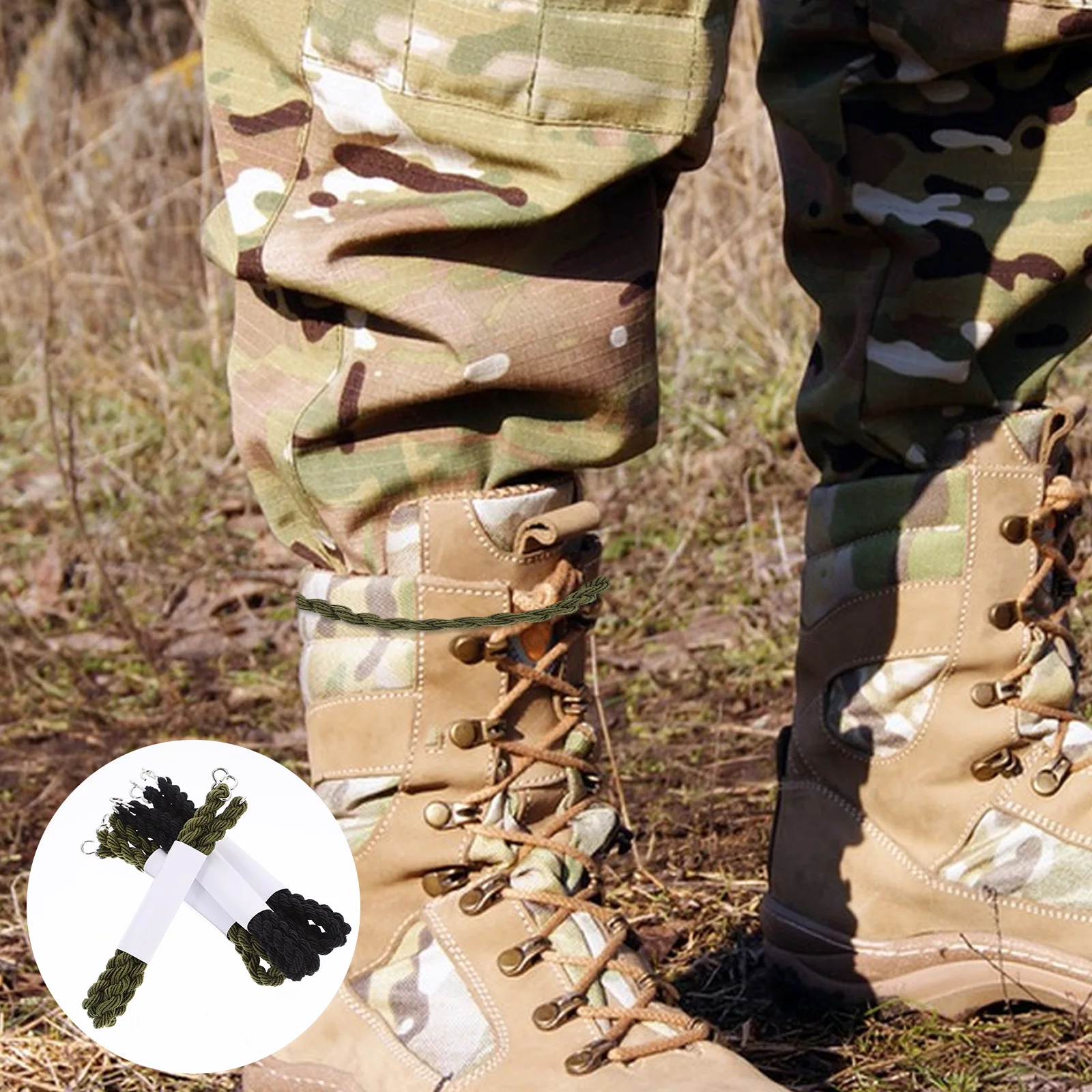 

8pcs 6 Packs Boot Bands Elastic Leg Straps Outdoor Hunting Accessories Black Green Polyester Metal Hooks Sand Dirt Proof