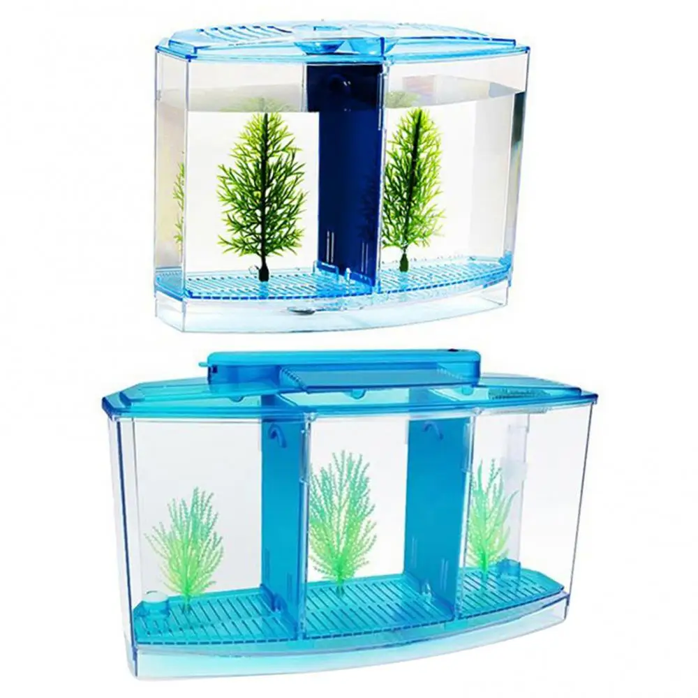 LED Light Fish Tank Multifunctional Acrylic Split Breed Box with Imitation Plant