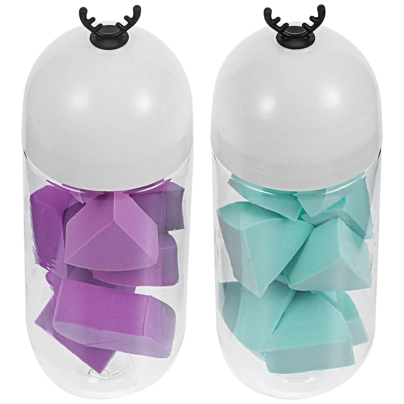 

2 веерообразных спонжа для макияжа: для сухого и влажного использования, для нанесения тональной основы и смешивания пудры