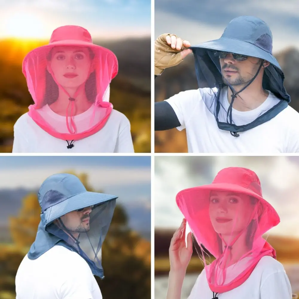 Summer Outdoor Face Neck Protection Fishing Sun Cap Insect Proof Cap Bucket Hat Mosquito Hat