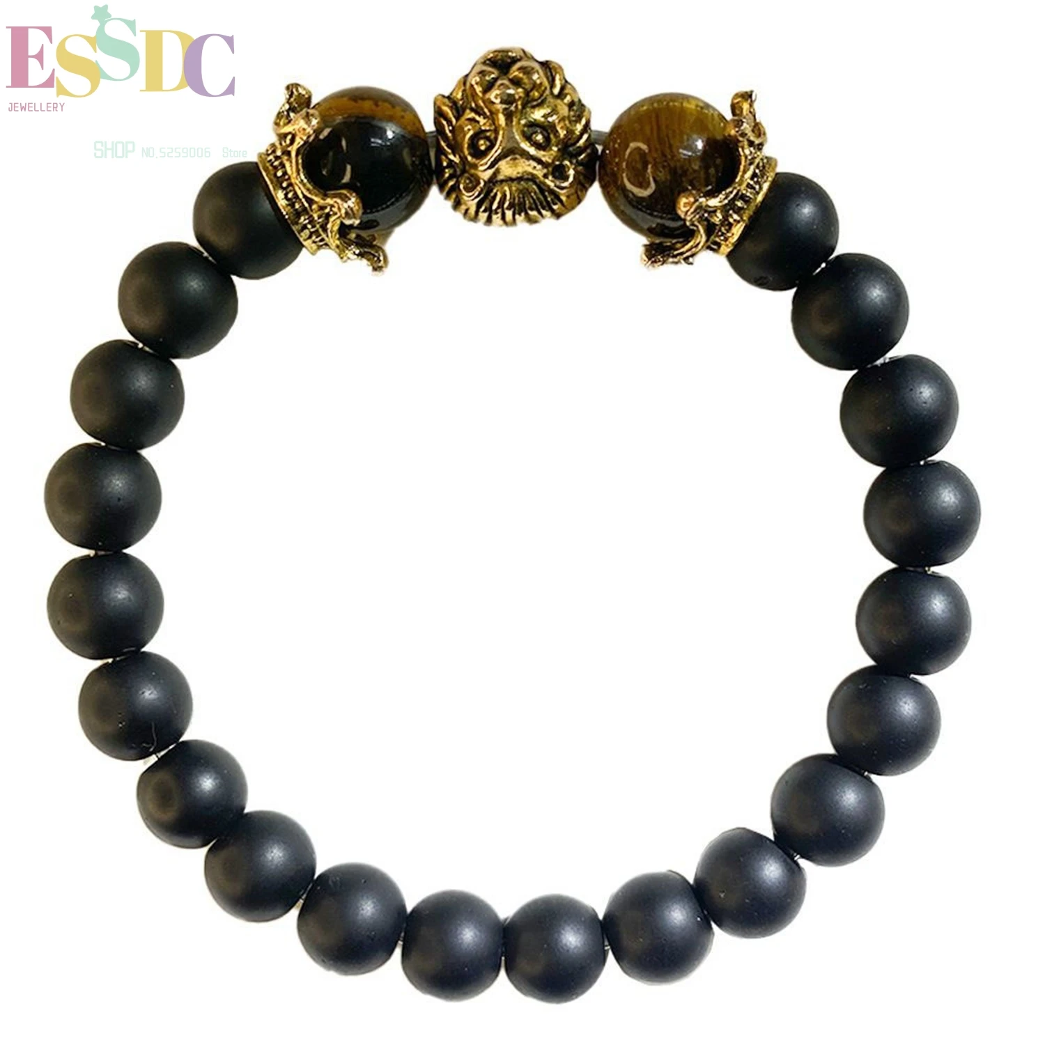 Lion Head Tiger Eye Bracelet Black Gold For Men Arabic Style Adjustable Luck Fortune Wholesale Jewelry