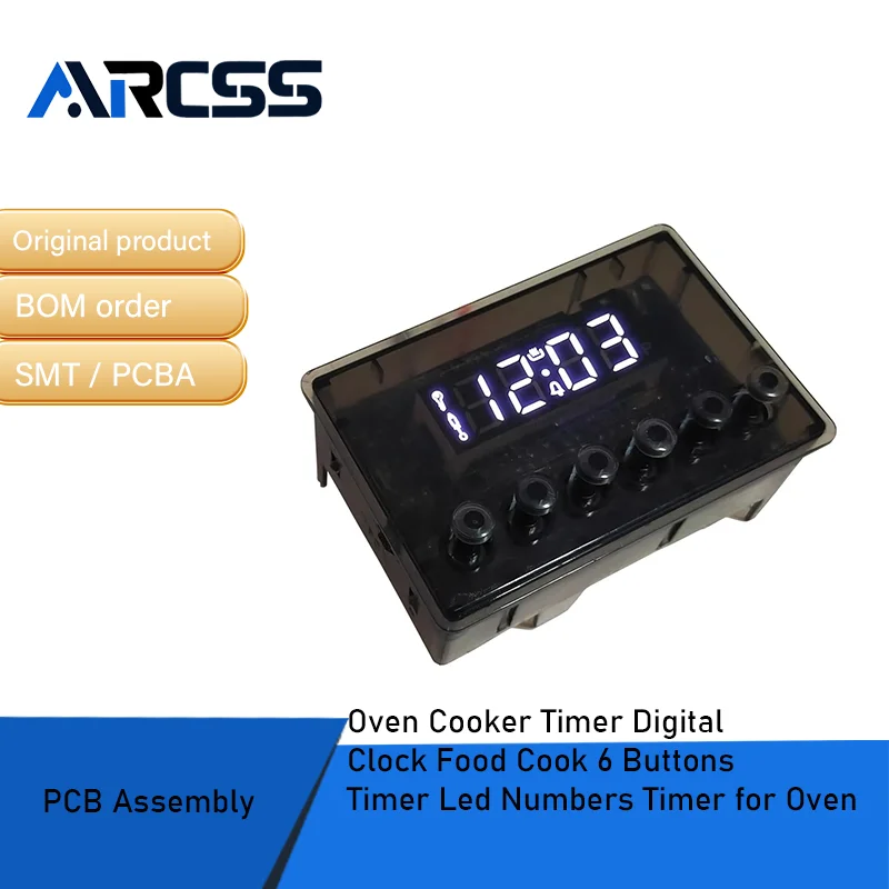 مؤقت طباخ الفرن، ساعة رقمية للطهي بالطعام، 6 أزرار، مؤقت أرقام LED للفرن