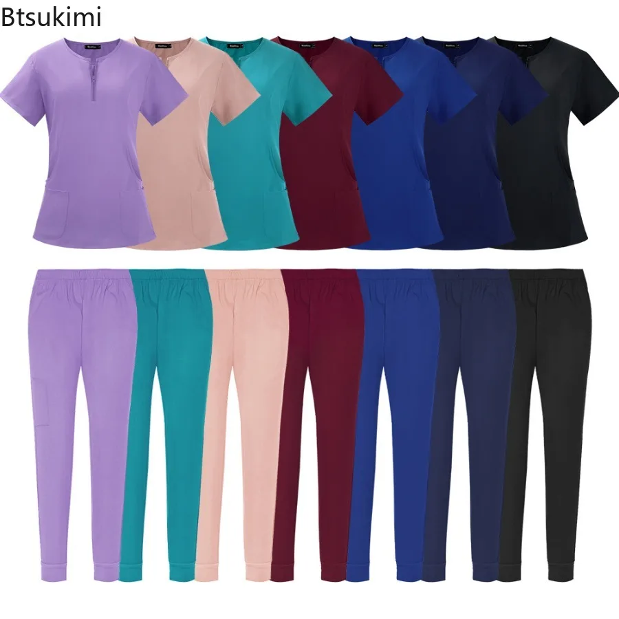 novos-uniformes-medicos-cirurgicos-femininos-conjunto-de-scrubs-para-salao-de-beleza-roupa-de-trabalho-clinica-calcas-com-bolso-e-blusa-com-ziper-para-veterinarios-e-enfermeiros