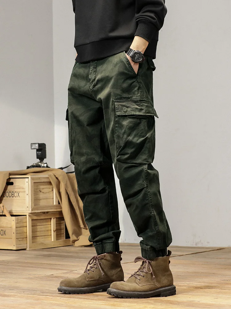 Spring Summer Camouflage Cargo Pants Men Multi-Pockets Workwear Baggy Joggers Army Military Cotton Casual Tactical Trousers