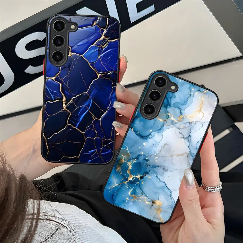 Luxury Golden Stone Phone Case for Samsung Galaxy S26 S25 S24 S23 S22 S21 Plus FE Ultra Skin Feel Shockproof Cover