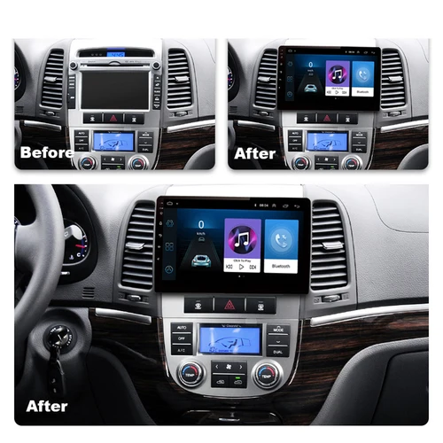 Imagen 2 del producto Android 16 DSP Radio de coche reproductor de vídeo Multimidia navegación GPS para Hyundai Santa Fe 2 2006-2012 2din unidad principal Carplay