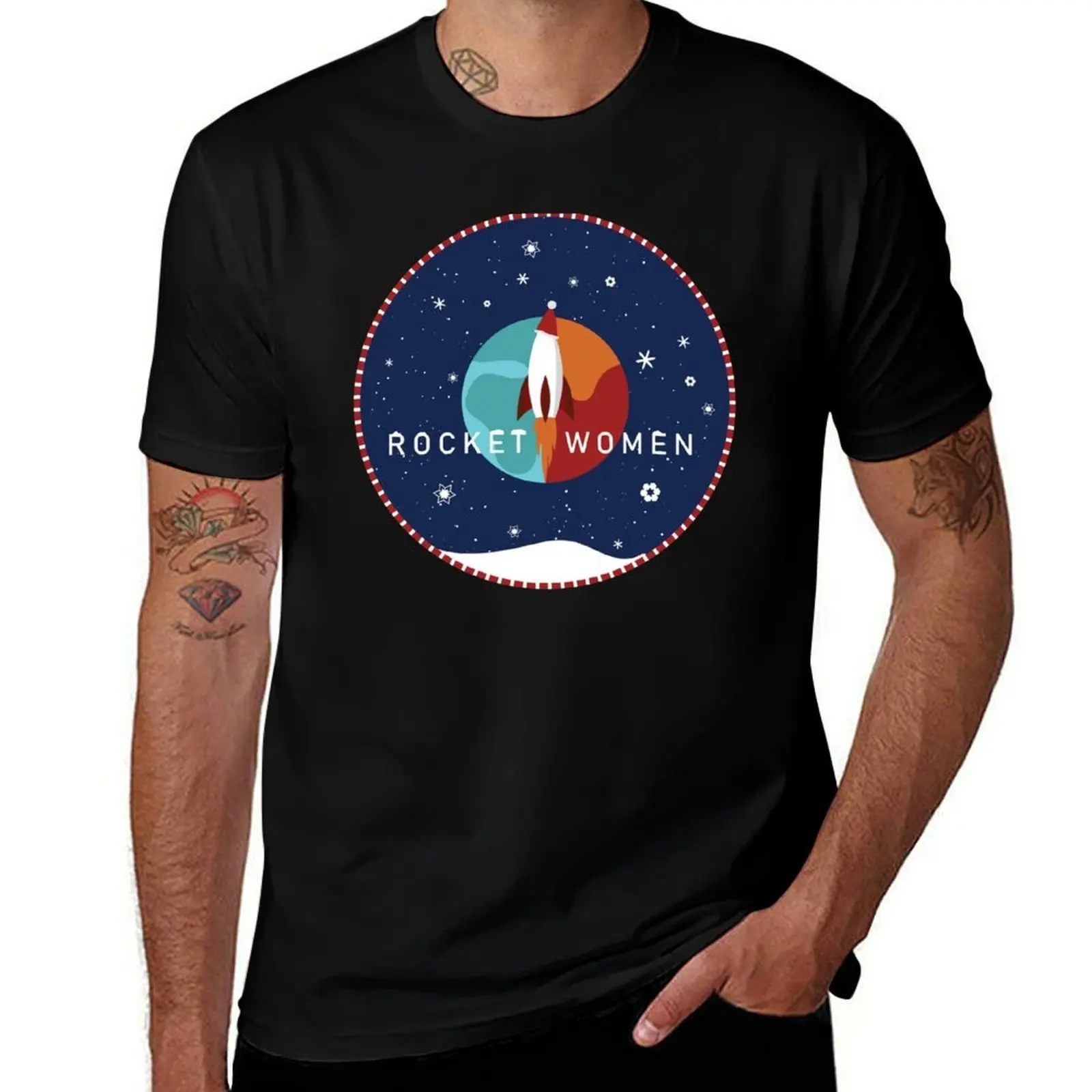 Rocket Women - Holiday Jumper T-Shirt Lightweight Basic Short Sleeve Shirt T-Shirt