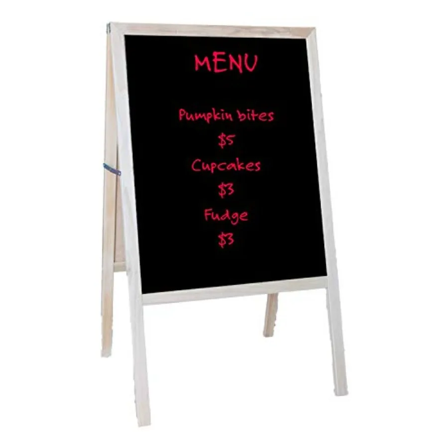 

Marquee Easel Natural Hardwood White Dry Erase/Black Dry Erase Menus Announcements Restaurants Coffee Shops Sale