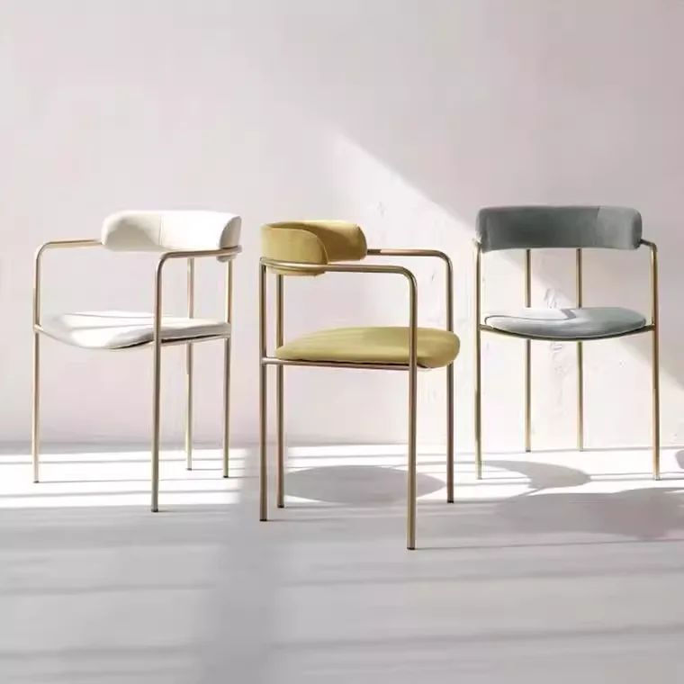 

Nordic Luxury Dining Chair - Modern Upholstered Armchair with Backrest for Home, Cafe, Office & Reception