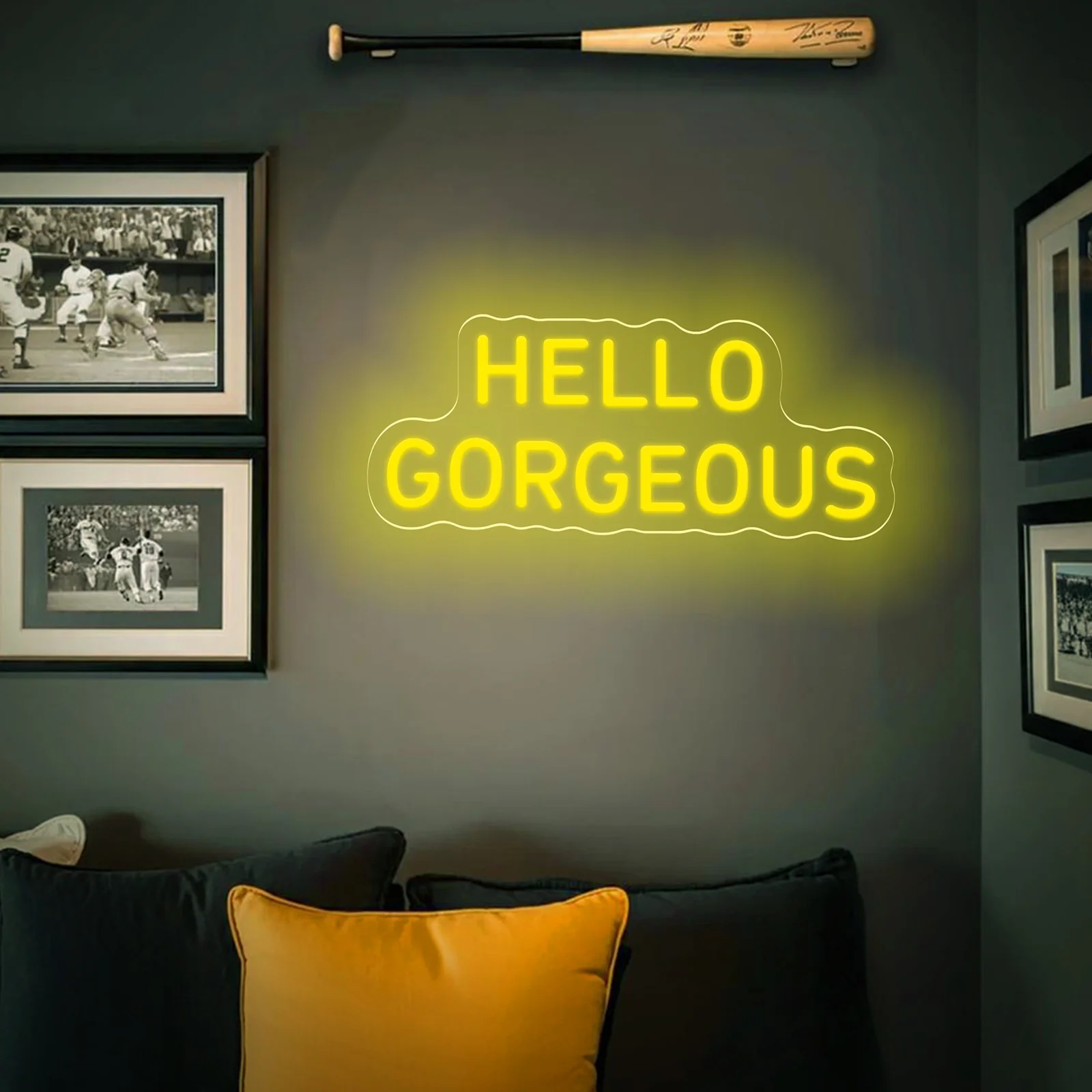 

Hello Gorgeous USB Dimmable Neon Sign for Bedroom Living Room Decor Romantic Wall Art Lighting Gift for Her Wife Girlfriend