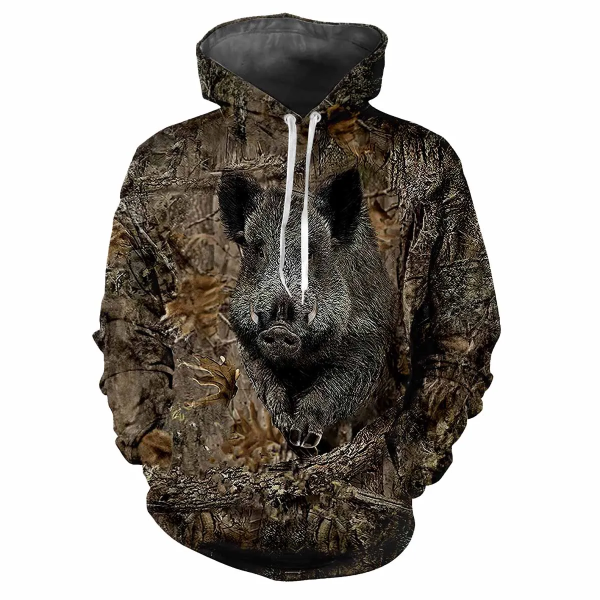 

Wild Boar Hunting Animals Outdoor Camouflage Spring And Autumn Men's Hoodie 3d Printed Street Trend Loose Hip Hop Casual Top