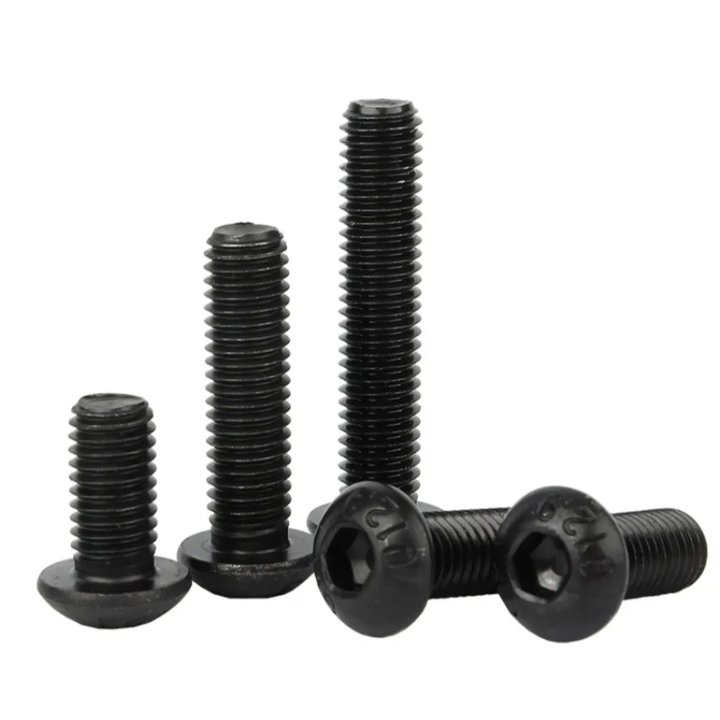 Black 10.9 Grade Carbon Steel M1.6 ~ M4 High-strength Hex Hexagon Socket Round Button Head Screws Bolt