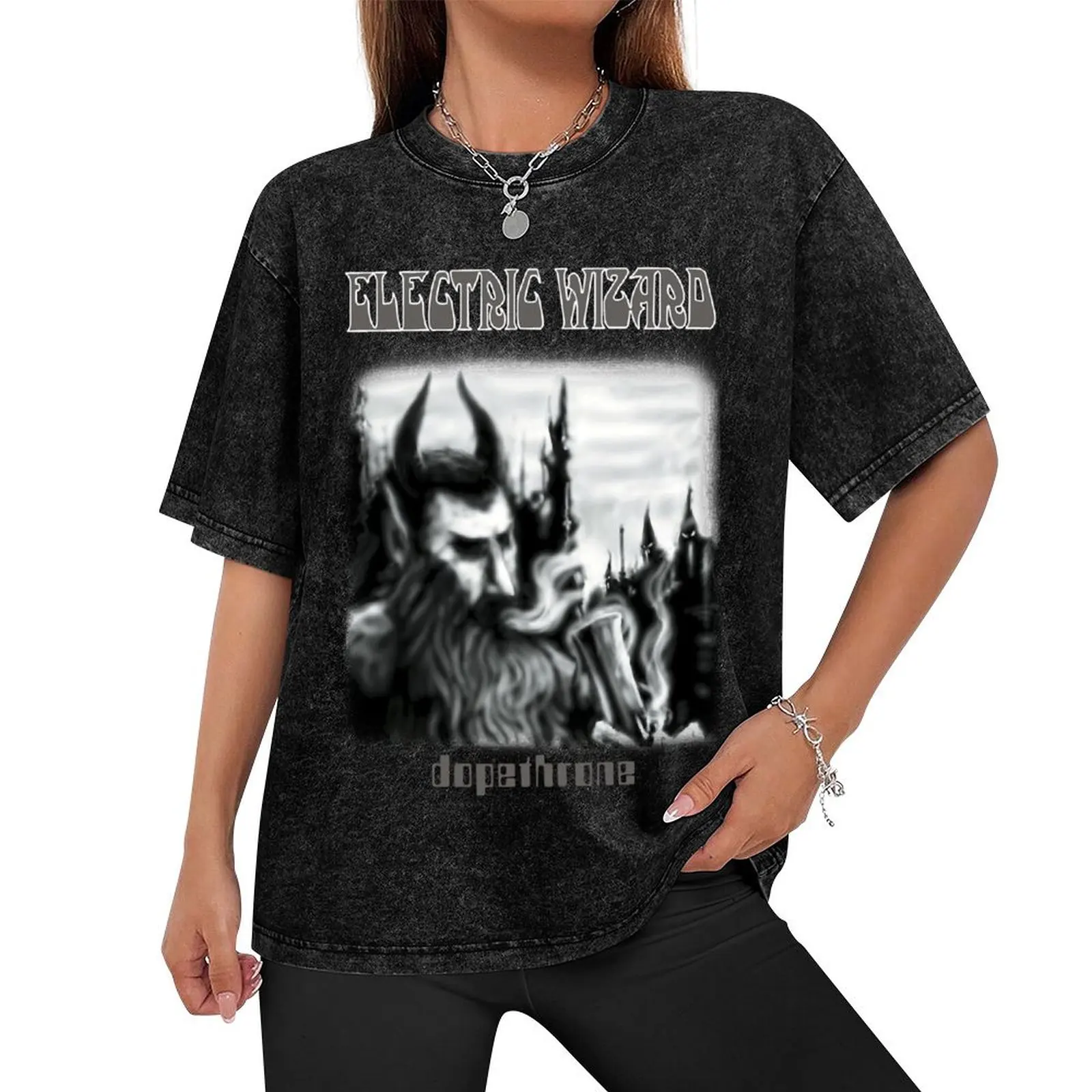 Dopethrone - Electric Wizard - Classic Old School UK DoomStoner Metal T-Shirt oversized mens vintage t shirts