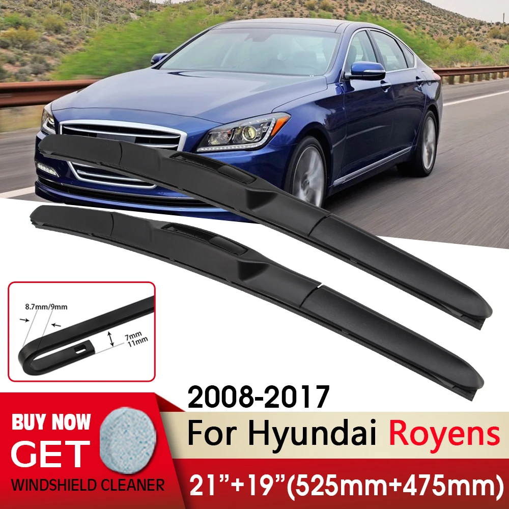 

Car Wiper Front Wiper Blades 21"+19" For Hyundai Royens 2008-2017 Fit U Hook Arm Front Windscreen Wipers Auto Accessories