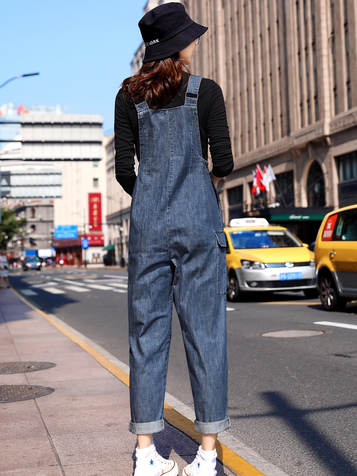 Koreanische Sle Denim Overalls frauen Casual Hohe Taille Abnehmen Taille Wirkung Frühling Herbst Neue Faion Anti-Aging