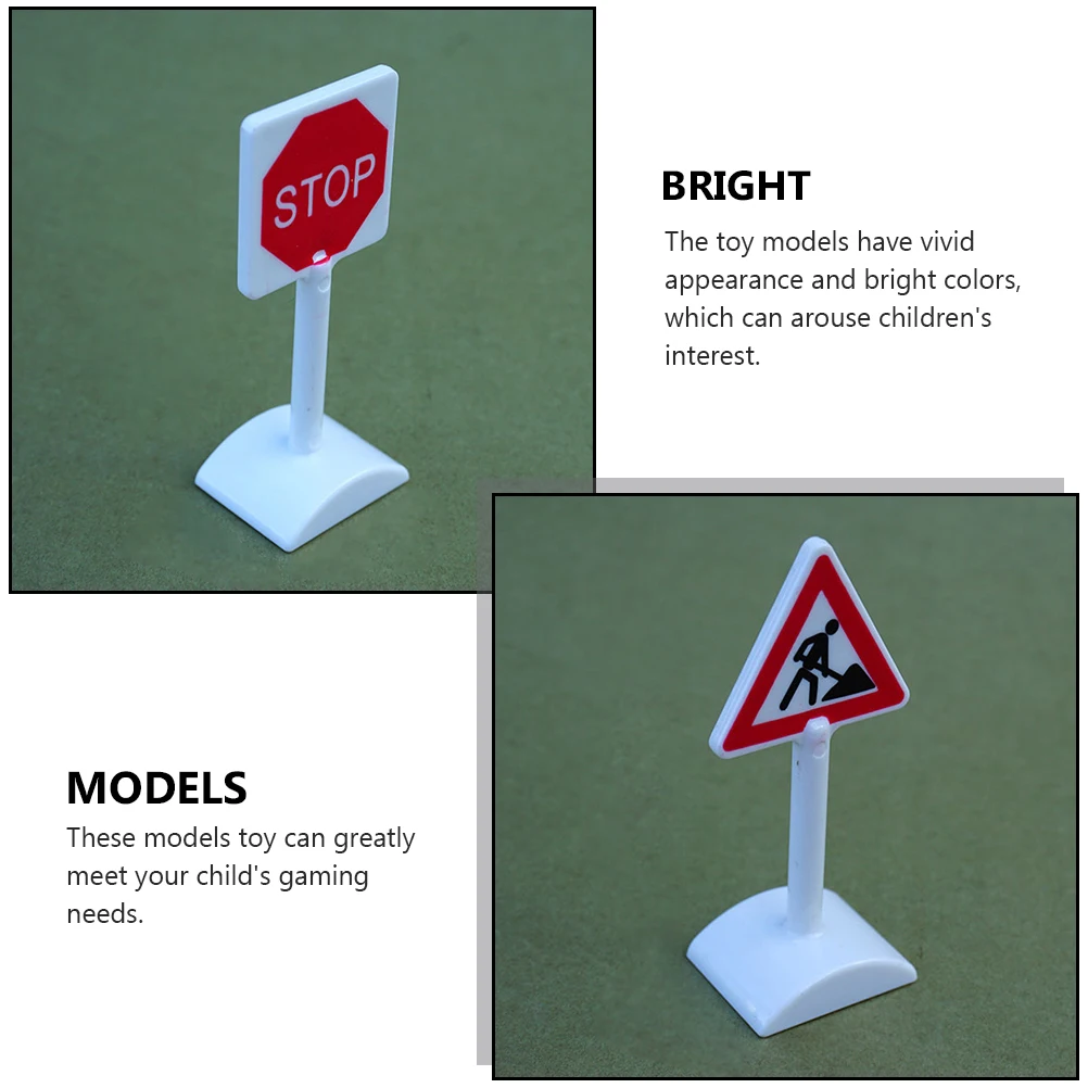

8 Pcs Traffic Sign naments Mini Simulation Kids Toy Decorative Plastic Signs for S Table Play Non Remote Control Model