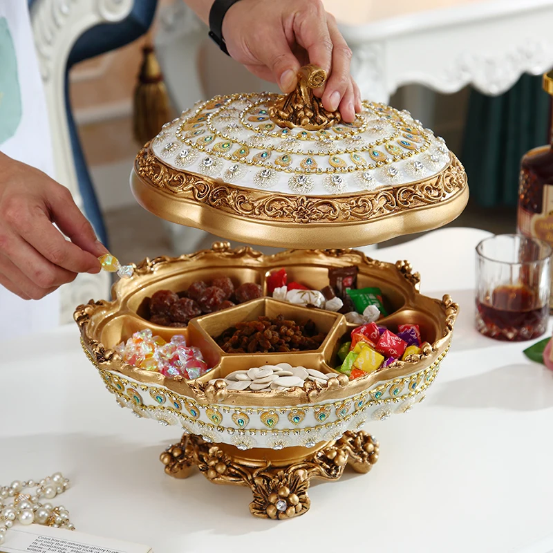 

plate, household living room coffee table, high-end luxury ornaments, melon seed plate with lid, candy box snack plate