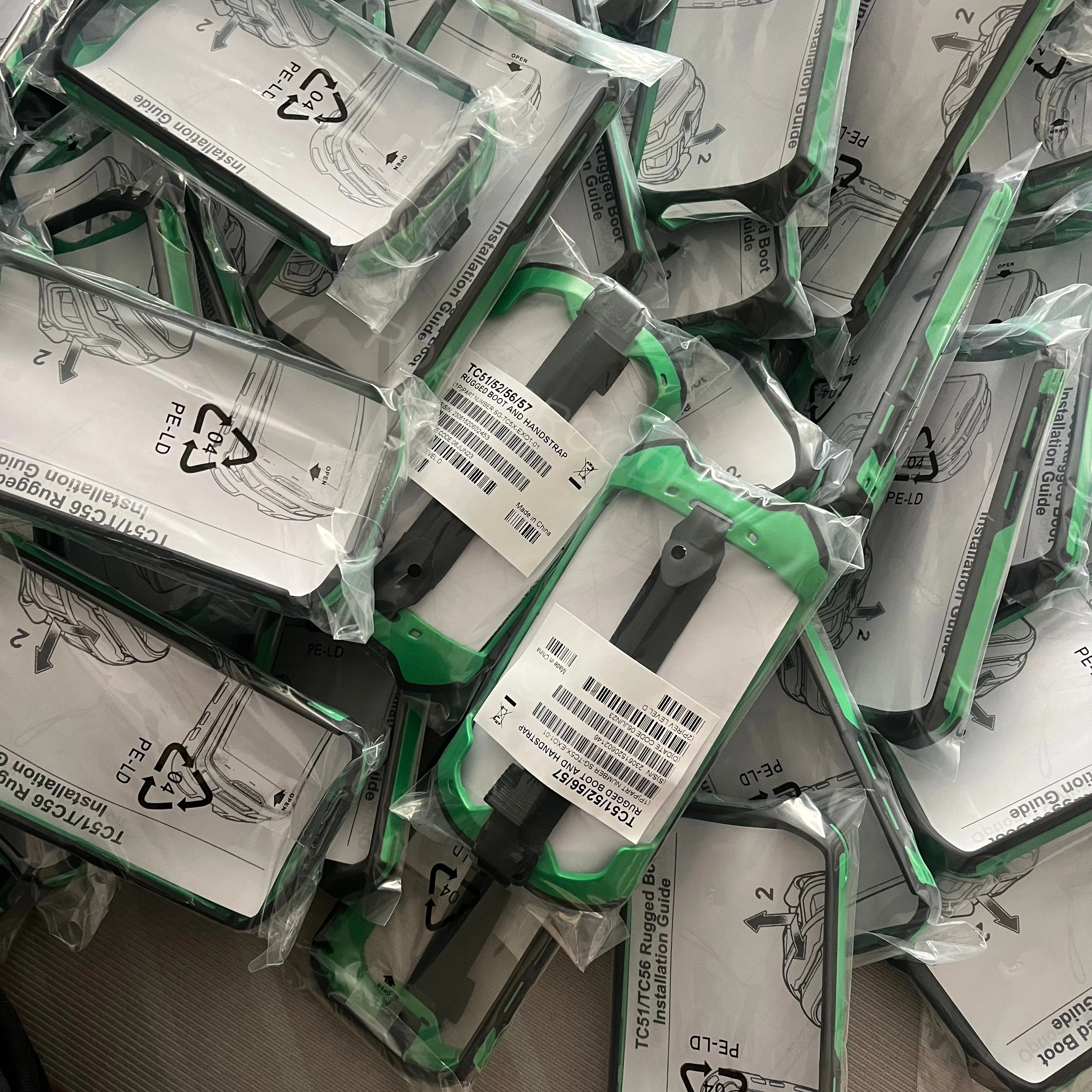 

Lot of 10 - GREEN Rugged Protective Cover Case w/ Strap for Zebra TC51 TC52 TC56 TC57