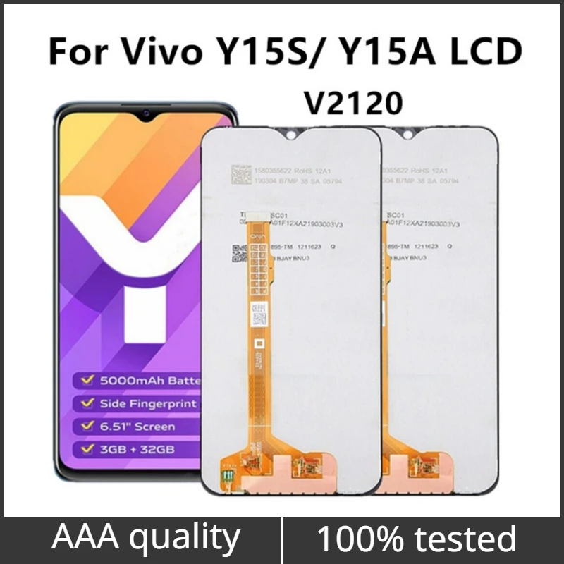 

For Vivo Y15S Y15A 2021 V2120 LCD Display Touch Screen Digitizer Assembly