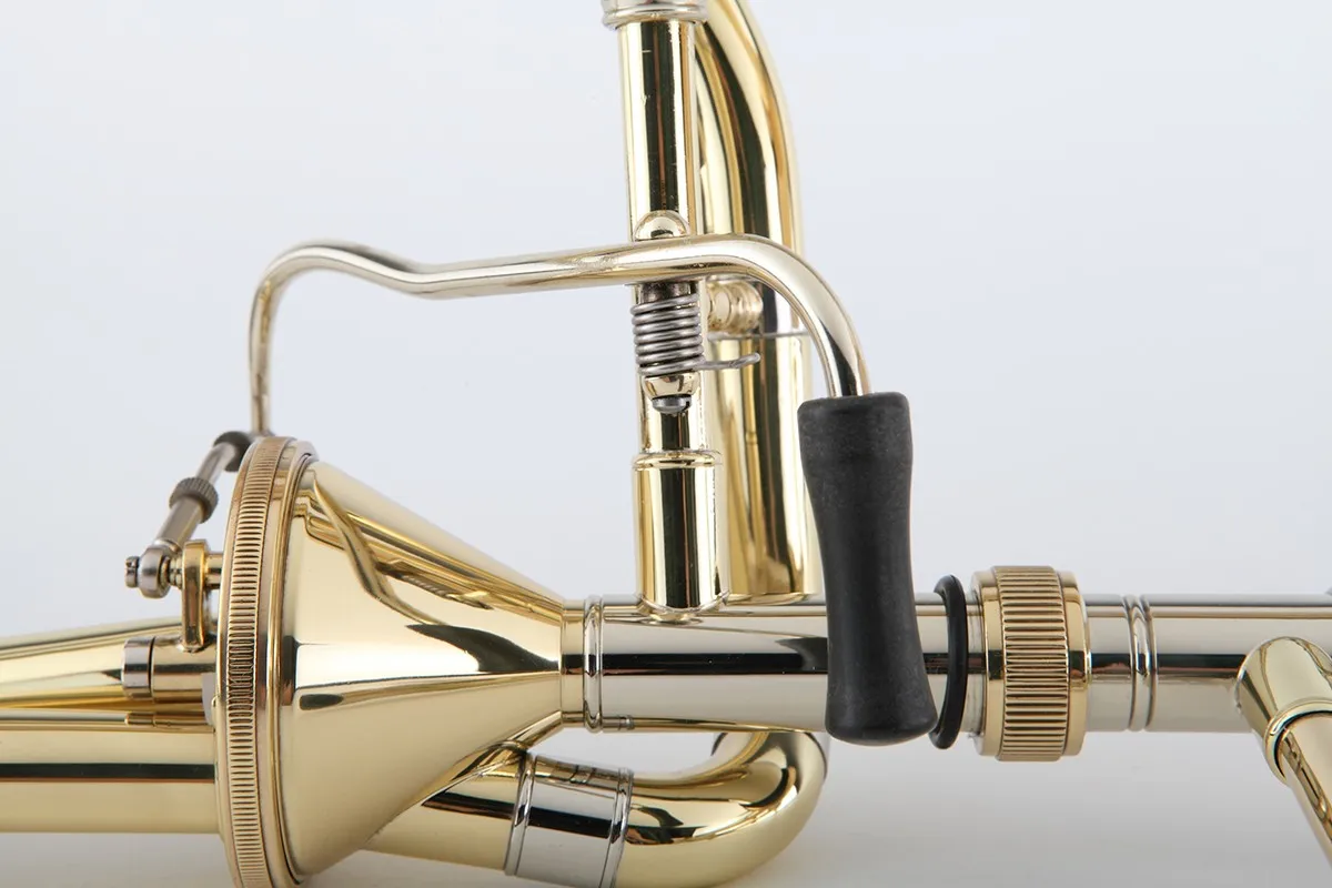 Fast Ship Professional Gold Brass Bb/F Taper Valve Trombone interchanged 3 leadpipes