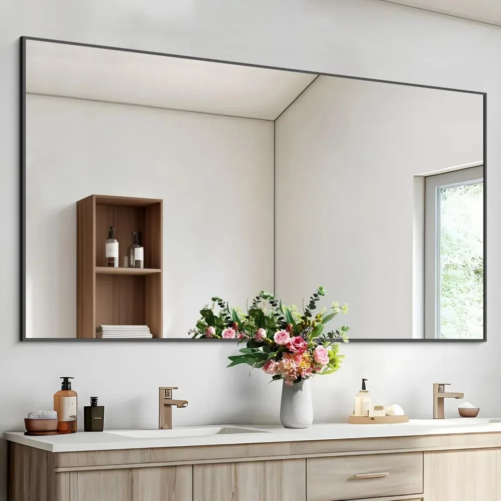 

Black Bathroom Mirror for Wall, 60x36 Inch Rectangle Mirrors with Metal Frame, Large Modern Vanity Wall Mirror for Bathroom