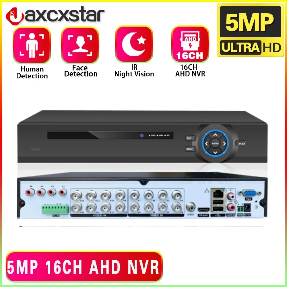 

16 Channel AHD DVR 5MP 16CH AHD/CVI/TVI DVR 2592*1944 5MP CCTV Video Recorder Hybrid DVR NVR HVR 6 In 1 Alarm Security System