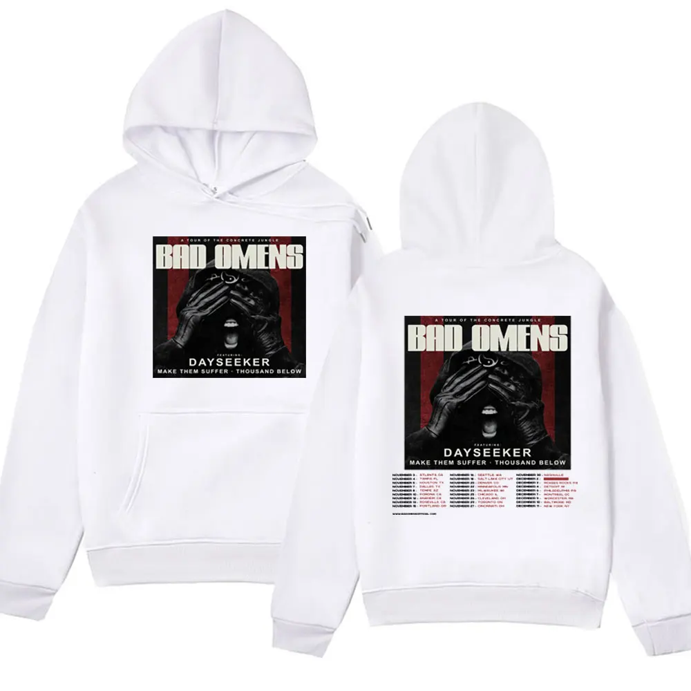 Rapper Rock Band Bad Omens Print Hoodie Men Women Fashion Hip Hop Sweatshirt A Tour of The Concrete Jungle Tour Hoody Pullover