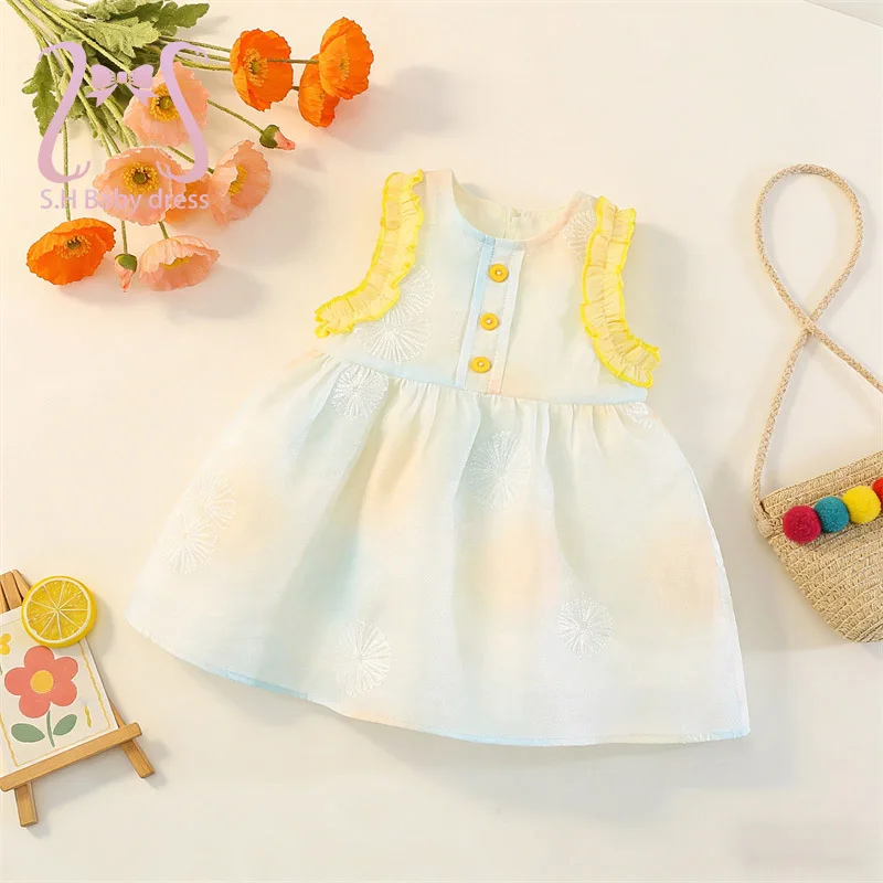 

0-4 Years Old Baby Girls Summer Sleeveless Dress Fashionable Children Kid Clothes Toddler Soft Costume Adorable Newborn Dresses