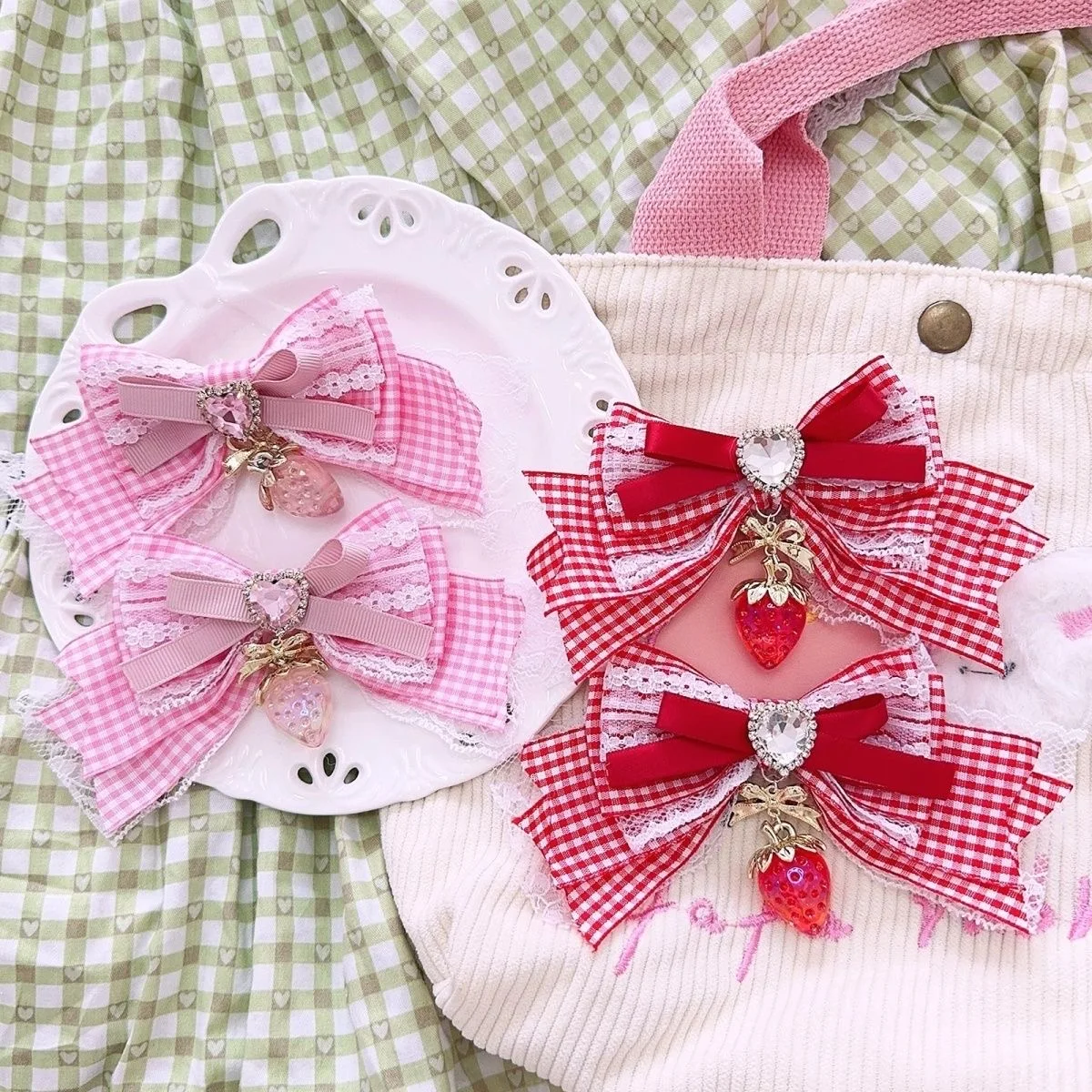 

【1 пара】сетка, аксессуары для волос, заколки для волос в стиле Лолиты, аксессуары для волос y2k, заколка в форме сердца, шпилька для девочек, банты для волос в японском стиле