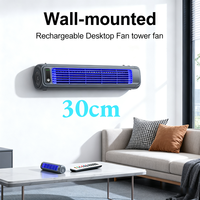 USB Plug-in Portable Tower Fan 3 Speed Desktop Fan 2000mAh Rechargeable Quiet Standing Fan 300x80x80mm Wall Mount Fan