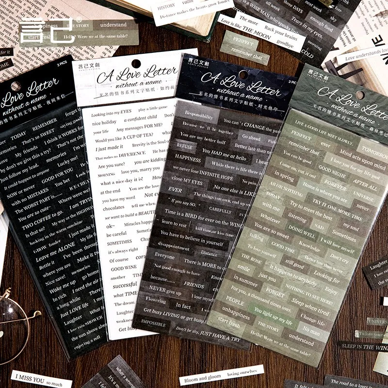 3 Sheets Scrapbook Stickers Journaling Stickers Aesthetic Quote Stickers For Scrapbooking Supplies Crafts Card Making