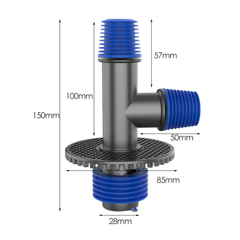 غسالة استنزاف الأنابيب الطابق استنزاف مشترك الحمام أنابيب الصرف إزالة الروائح الكريهة ومجفف مضاد للتدفق غطاء خاص ثلاثي الاتجاهات #6