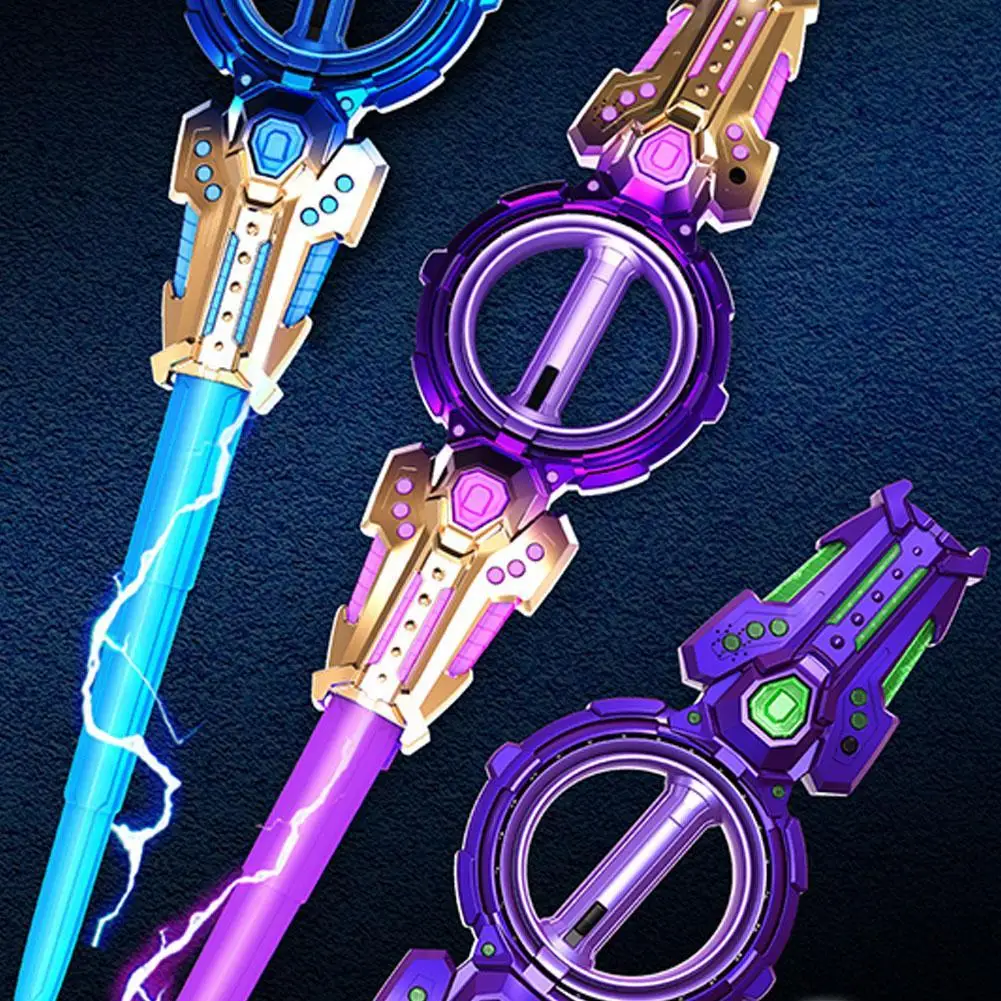 

Children Colorful Glowing Sword Toys Telescopic Music Laser Sword 2-in-1 Rotating Decompression Toy Light Sword Sword Type Gyro