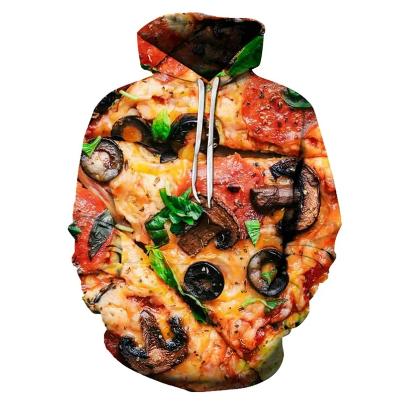 3D Print Delicious Pizza New In Hoodies & Sweatshirts Fashion Food Pizzas Graphic Hooded  Funny Oversize Men Pullovers Clothing