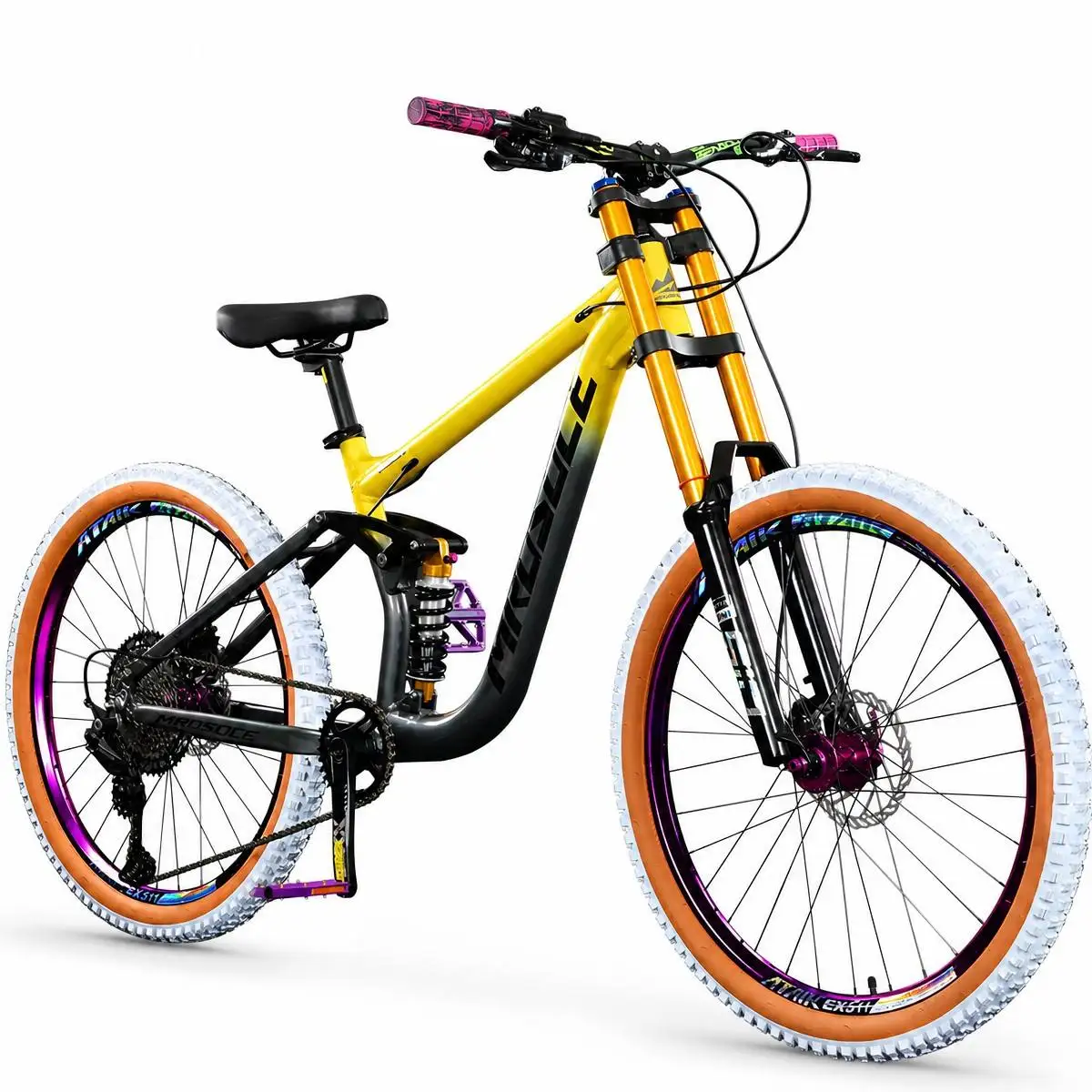 Full Suspension Downhill Mountain Bike, Dual‑Crown Air Pressure Fork Hydraulic Disc Brake Variable Speed MTB Bicycle 24/26/27.5