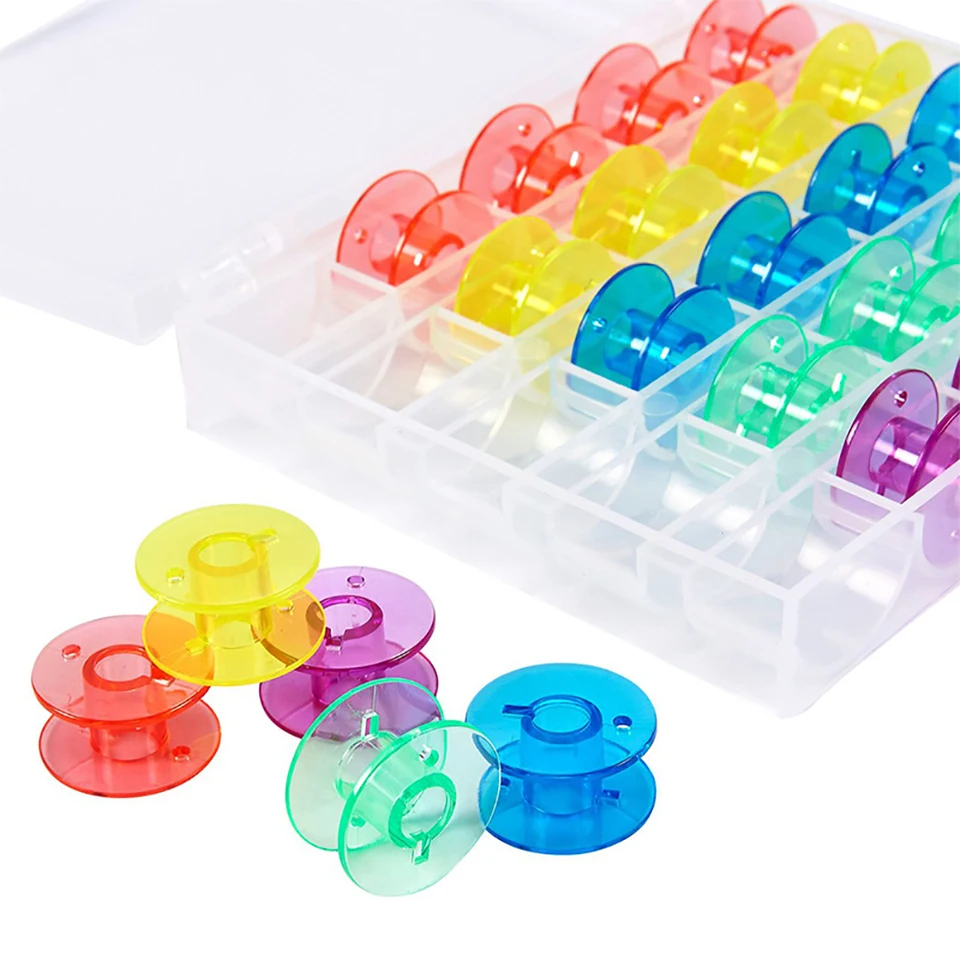 Lot de 25 bobines transparentes pour machine à coudre bobines vides Bobines Bobines Boîte de rangement en plastique pour la maison Accessoires de couture Outils (couleur : 1 boîte de rangement