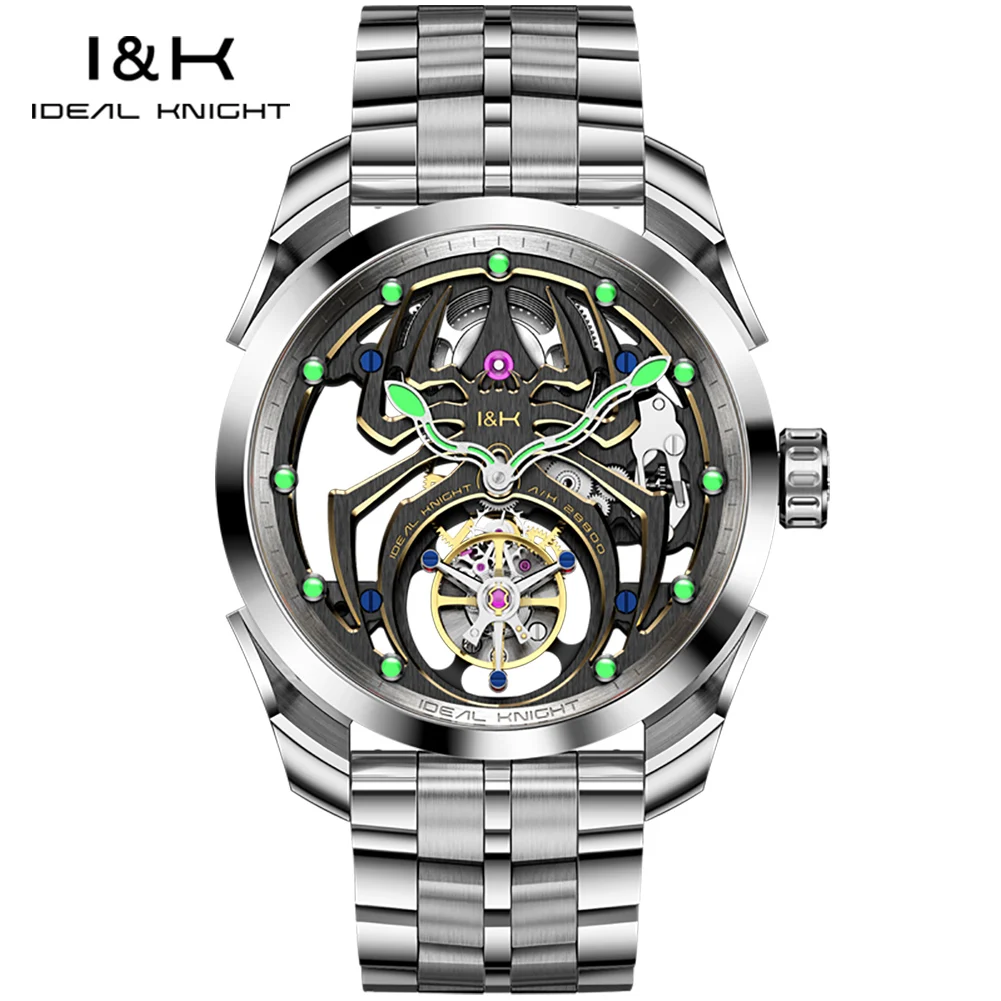 IDEAL KNIGHT 6802 Real Tourbillon Watchse for Men High-end Automatic Mechanical Men's Wristwatch 5Bar Waterproof Skeleton Watch