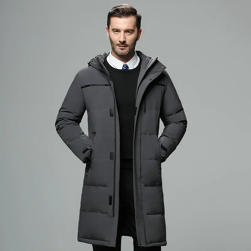 New Winter Men Black Long Duck Down Coats Male Hooded Casual Down Jackets Quality Outdoor Windproof Warm Jackets Men\'s Clothing