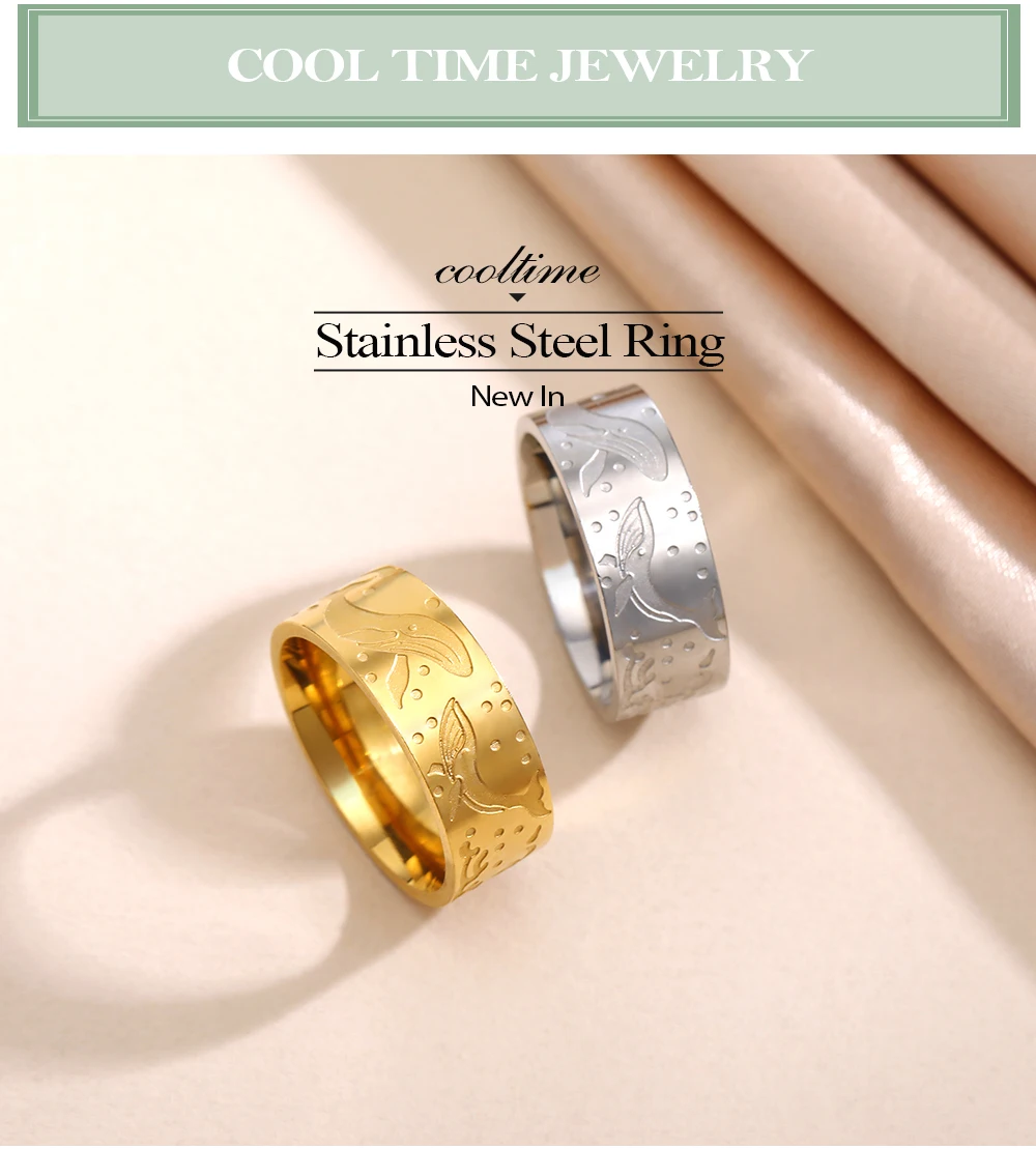 COOLTIME Wal Ringe für Frauen Männer Edelstahl Gold Farbe Mode Niedlichen Tier Finger Ringe Party Schmuck Geschenk – Detail 1