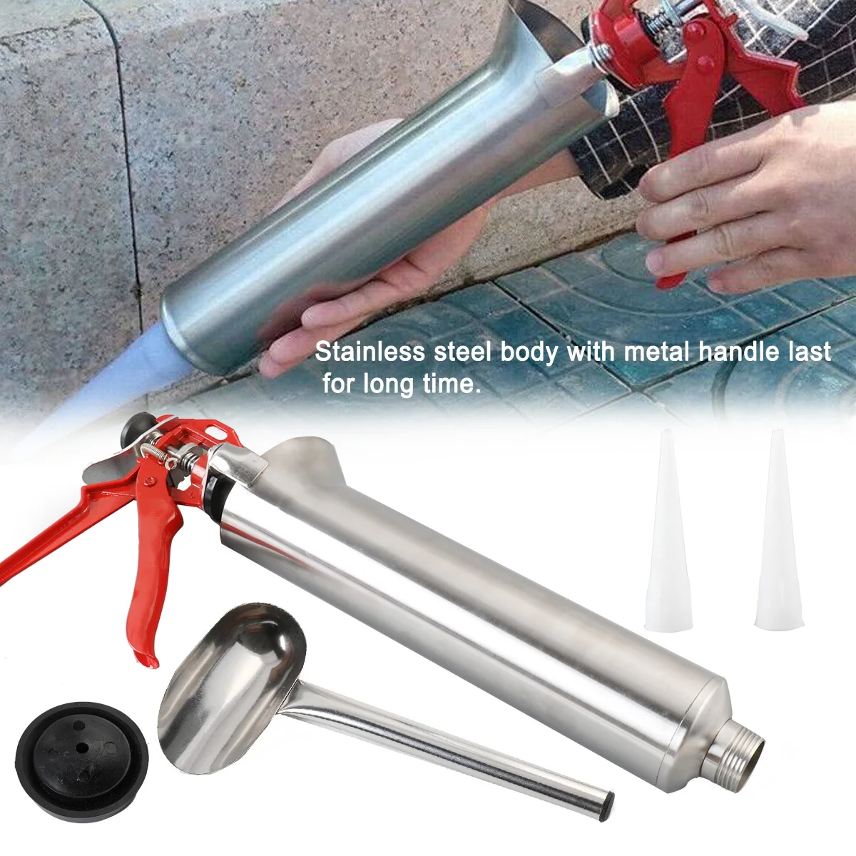 Stainless Steel Mortar Spot Grouting Gun Sprayer Grouting Mortar Sprayer Applicator Tool Cement Lime Wall Joint Guns