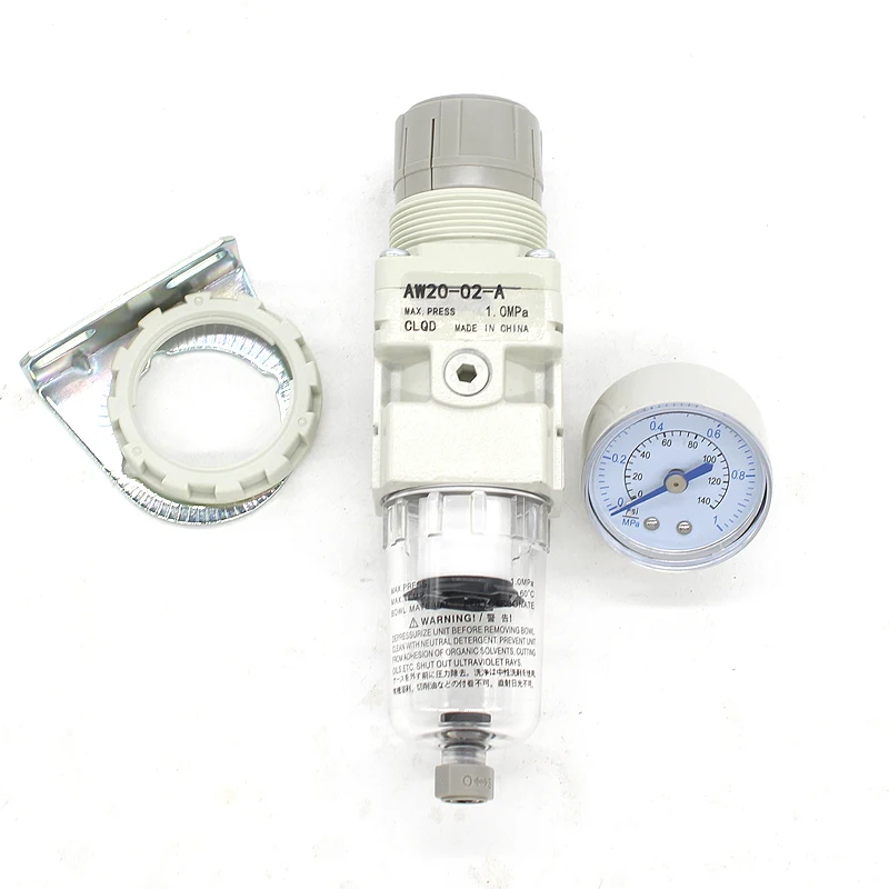 

AW20-02-A 1/4 Pneumatic Filter Air Treatment Unit Pressure Regulator Compressor Reducing Valve Oil Water Separation